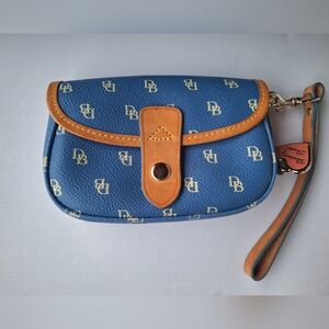 Dooney & Bourke Blue and Tan Women's Wrislet Mini Clutch Bag